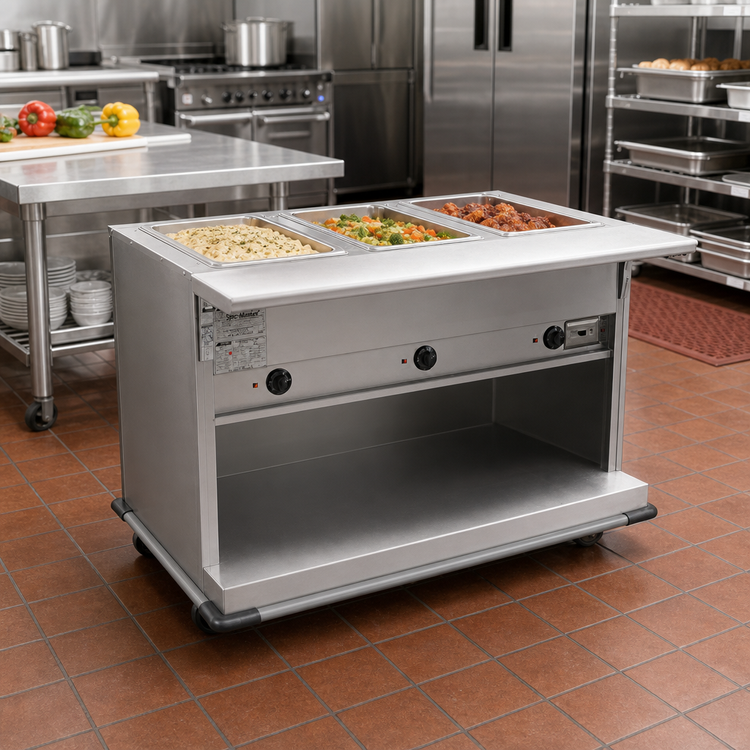 Product image #2 for Spec-Master PHT3CB-208-3 Portable Electric 3-Pan Hot Food Table with Enclosed Base