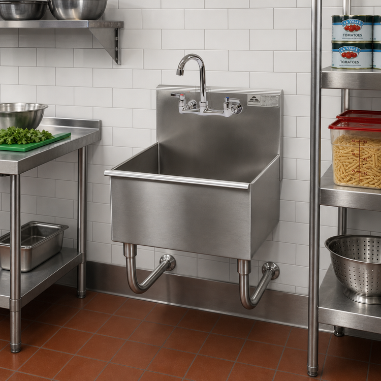 Product image #2 for Advance Tabco Wall-Mounted Stainless Steel Service Sink with K-159 Gooseneck Faucet