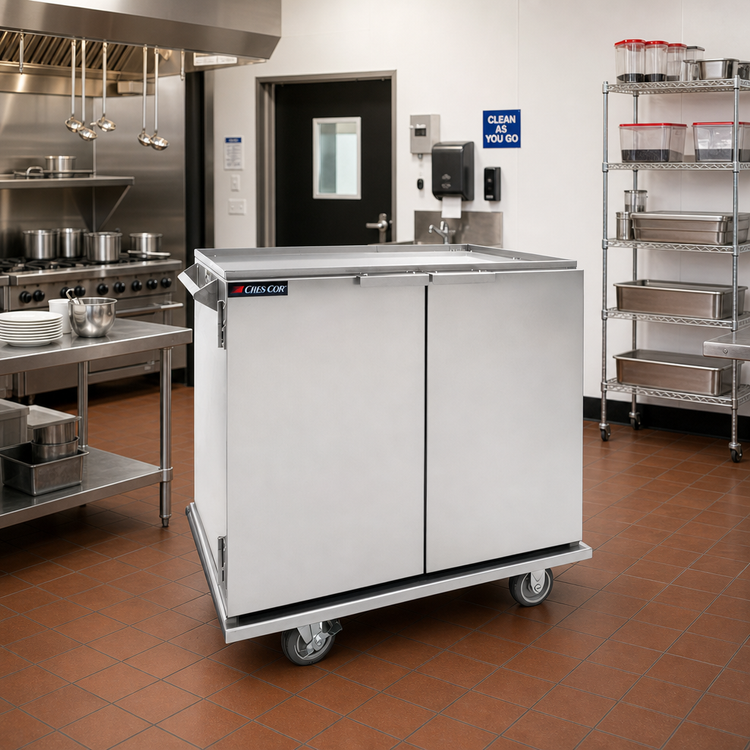 Product image #2 for Cres Cor Mobile Enclosed Room Service Cart with 4 Shelves, Aluminum, 450-lb Capacity