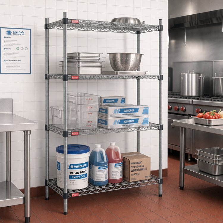 Product image #2 for Valu-Master Quad-Adjust 4-Tier Stationary Wire Shelving Starter Unit, 36 x 24 x 74 Inches, Pewter Gray Epoxy