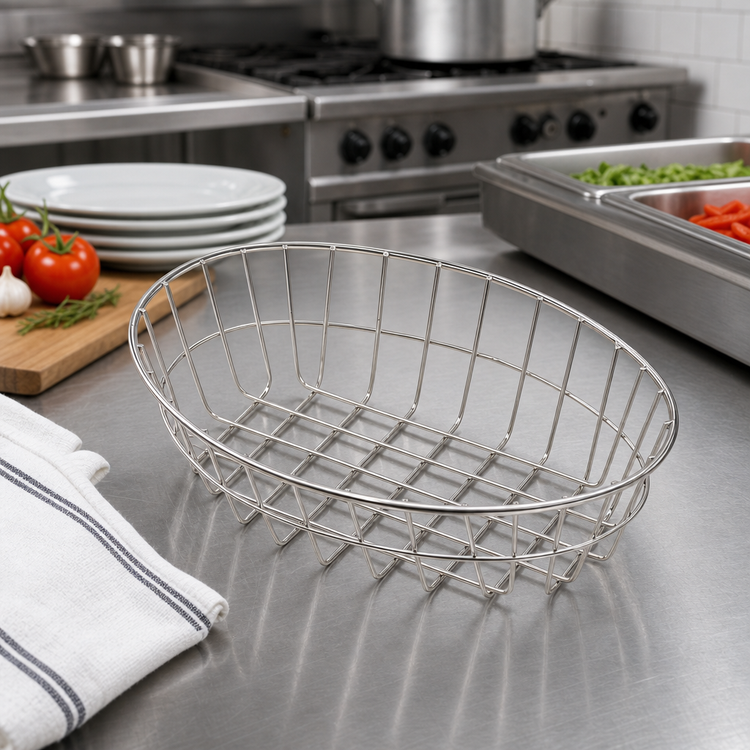 Product image #2 for American Metalcraft Stainless Steel Oblong Grid Serving Basket, 9 x 6 x 2.5 Inches