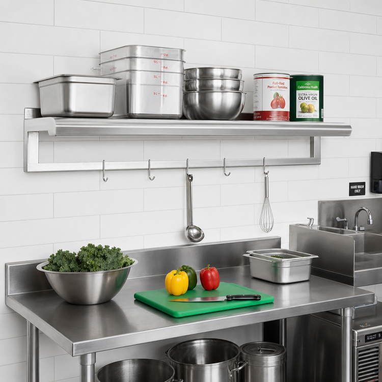 Product image #2 for Channel TWS1248 Wall-Mounted Tubular Aluminum Shelf, 48W x 12D, All-Welded