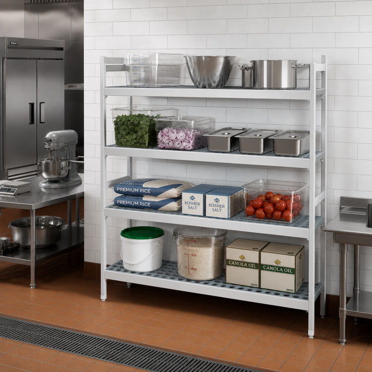 Product image #2 for Fermostock 4-Tier Add-On Polymer Shelving Unit Expansion Kit, 64 Inch W x 14 Inch D x 83 Inch H