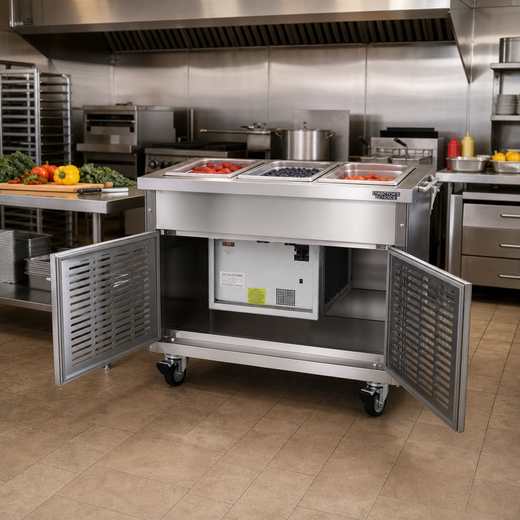 Product image #2 for Director's Choice DCS3-CFURN Mobile Refrigerated Cold Pan Unit with 3-Pan Capacity, NSF-7