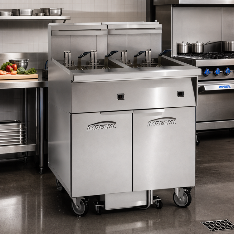 Product image #2 for Imperial Electric Floor Fryer, 5-Tank, 50 lb. Per Tank, Built-In Filter System
