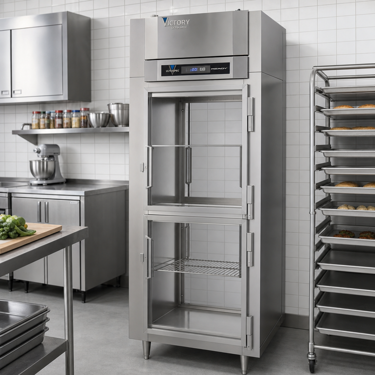 Product image #3 for Victory UltraSpec Pass-Thru One-Section Self-Contained Freezer with 4 Half-Height Glass Doors, 26.2 Cu. Ft.