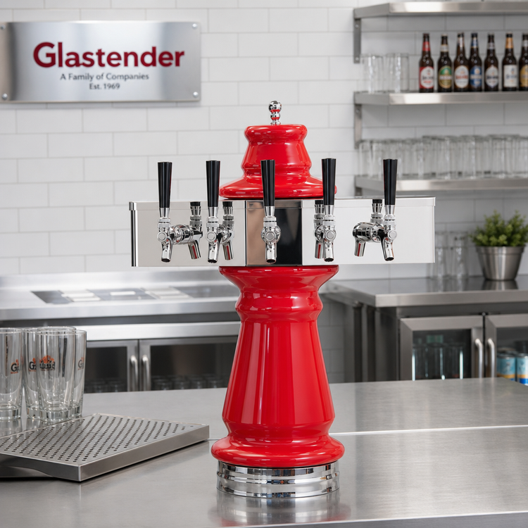 Product image #2 for Glastender Vienna 5-Faucet Single-Column Countertop Draft Dispensing Tower, Ceramic, Mirror Finish, Glycol Cooled