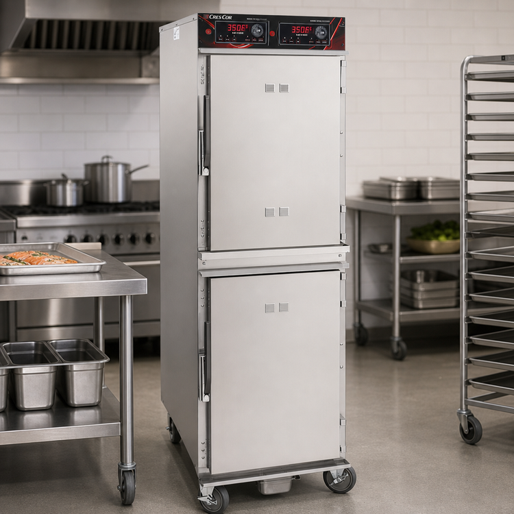 Product image #2 for Cres Cor Mobile Full-Height Two-Compartment Radiant Cook-and-Hold Cabinet, Stainless Steel