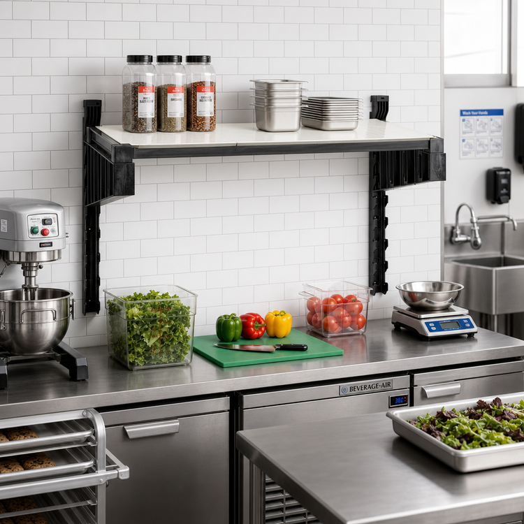 Product image #2 for Cambro Camshelving Elevation Series 24 Inch x 36 Inch Wall Shelving Shelf Kit with Solid Shelf Plates
