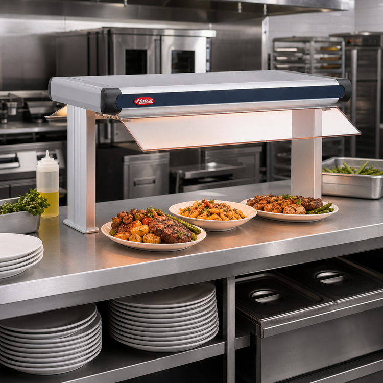 Product image #2 for Hatco Glo-Ray Designer Dual Infrared Strip Heater, 33-1/2-Inch Wide, 6-Inch Spacer, 900 Watt, Aluminum, with 14-Inch Stands