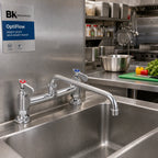 Thumbnail image #2 for BK Resources OptiFlow BKF8HD-12-G Heavy-Duty Deck-Mount Manual Faucet, 12-Inch Swing Spout, 8-Inch Centers, Lead-Free