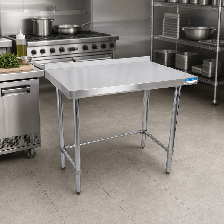 Product image #2 for BK Resources 48-Inch x 30-Inch Open Base Riser Top Stainless Steel Work Table