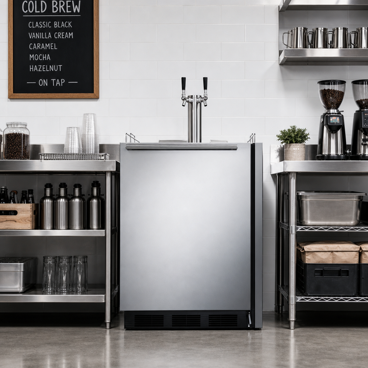 Product image #3 for Summit Commercial ADA-Compliant 24-Inch Cold Brew Coffee Dispenser with Dual-Tap Draft Tower, 5.5 Cu. Ft., Built-In/Freestanding