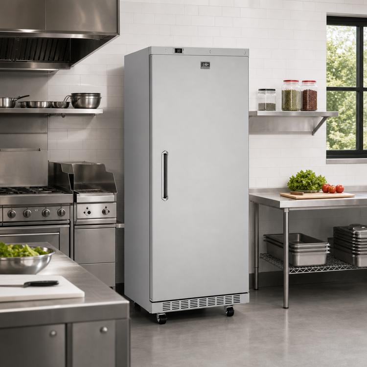 Product image #2 for Kelvinator Commercial 31-Inch One-Section 25 Cu. Ft. Reach-In Refrigerator, Bottom-Mount Self-Contained, Right-Hinged Solid Door