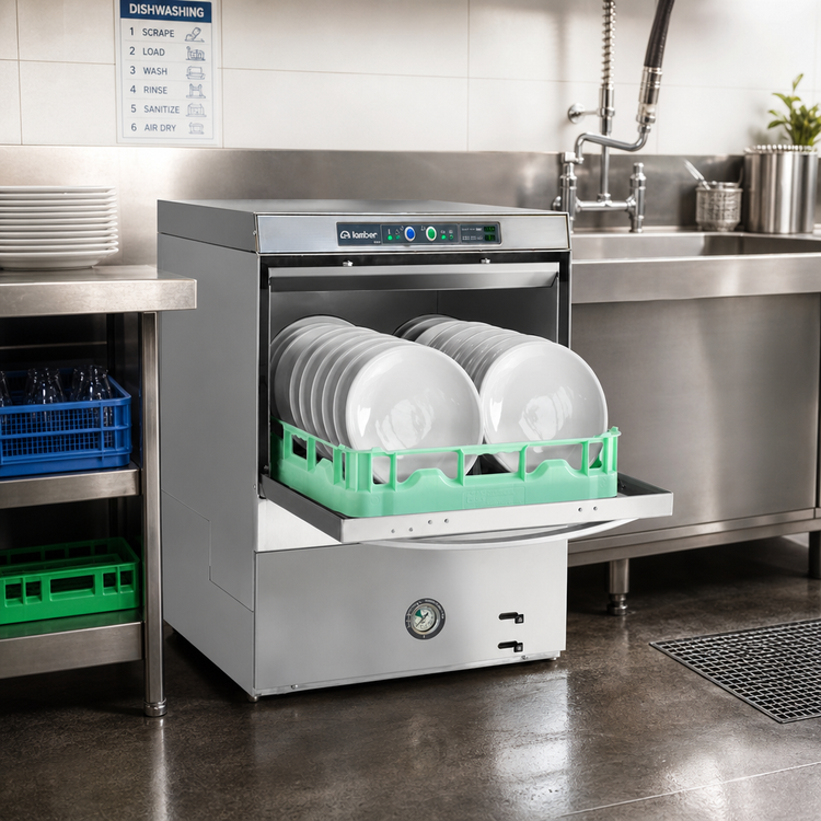 Product image #2 for Lamber DSP4DPS High-Temp Undercounter Dishwasher with Drain Pump, 20 x 20 Rack