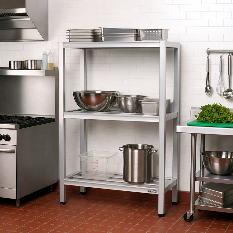 Product image #2 for Lifetime Tough All-Welded 2-Shelf Tubular Dunnage Shelving, 60W x 20D x 64H, Aluminum
