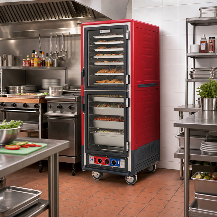 Product image #2 for Metro C5 3 Series Red Insulation Armour Full-Height Heated Holding Cabinet, Lower Wattage, Dutch Clear Doors
