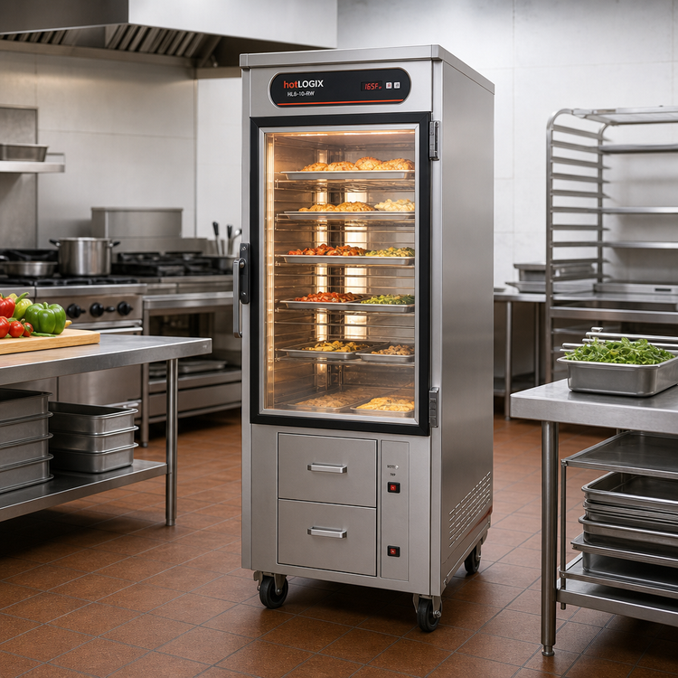 Product image #2 for hotLOGIX HL8-10-RW Full-Height Insulated Heated Holding Cabinet with 2-Drawer Warmer
