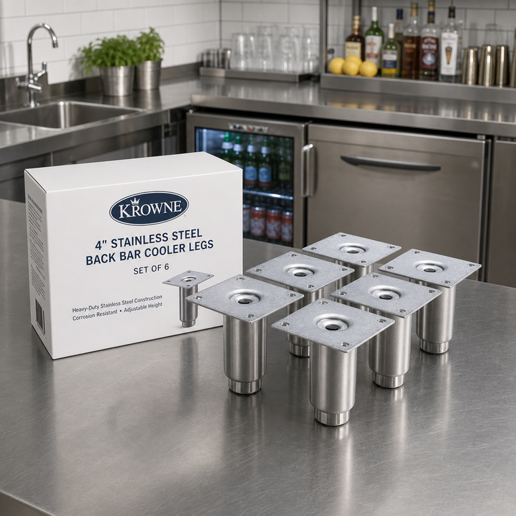 Product image #2 for Krowne 4-Inch Stainless Steel Back Bar Cooler Legs, Set of 6