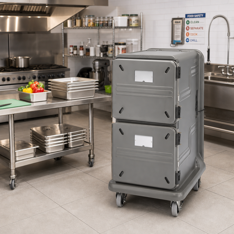 Product image #2 for Cambro Pro Cart Ultra Electric Front-Loading Hot Food Pan Carrier with 2 Hot Compartments, 16 Pan Capacity