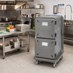 Thumbnail image #2 for Cambro Pro Cart Ultra® PCU1600HH615 Electric Front-Loading Insulated Plastic Hot Food Pan Carrier, 16-Pan, 2 Heated Compartments, 115V
