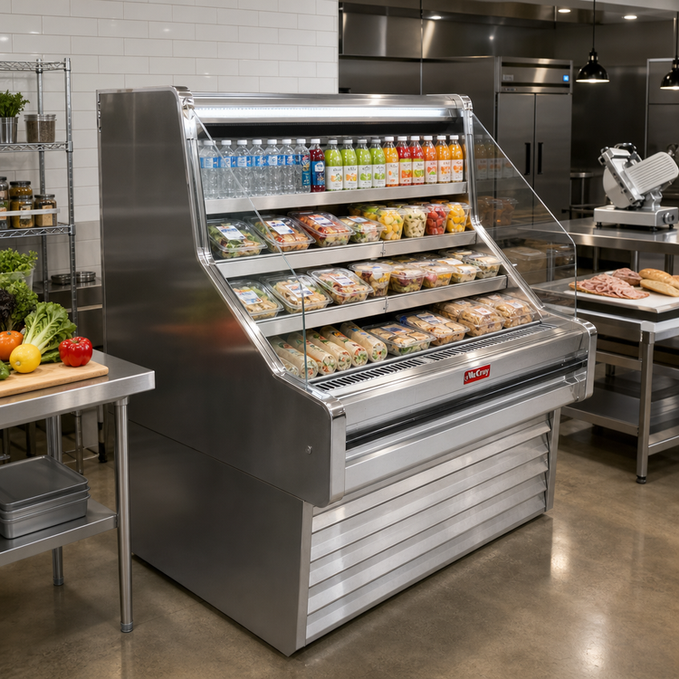 Product image #2 for Howard-McCray 35E Series Remote Straight-Side Open Merchandiser, 75-Inch, Stainless Steel, LED Top