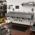 Thumbnail image #2 for Advance Tabco 5-Station Wall Mounted Knee Operated Hand Sink with Gooseneck Spouts, 100 Inch, 14 Gauge 304 Stainless Steel