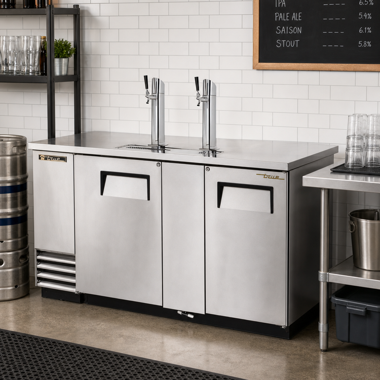Product image #2 for True TDD-3-S-HC Countertop Draft Beer Cooler with 2 Beer Columns, 3 Half-Barrel Capacity, Stainless Steel