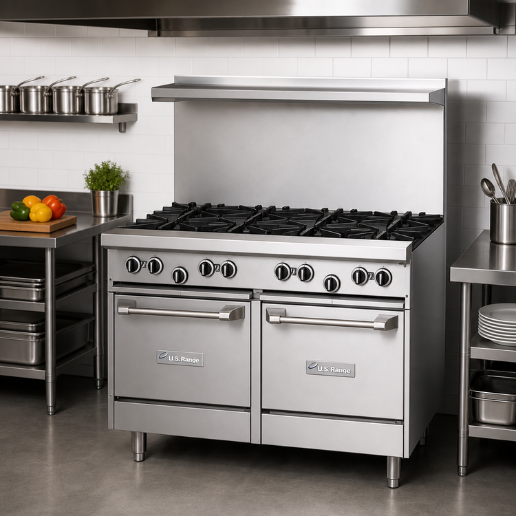 Product image #2 for Garland U.S. Range U-Series 48-Inch Natural Gas Restaurant Range with 8 Open Burners and 2 Space-Saver Ovens