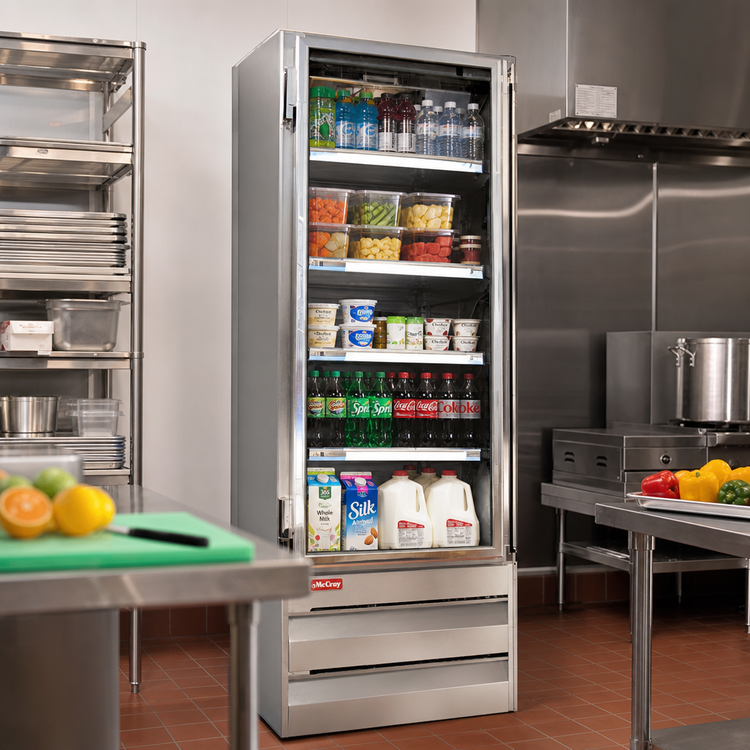 Product image #2 for Howard-McCray GR19BM-S One-Section Glass Door Merchandiser Refrigerator, 19 Cu. Ft., Bottom Mount, Stainless Steel