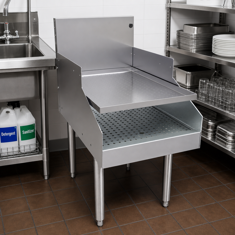 Product image #2 for Glastender 18-Inch x 29-Inch Free-Standing Recessed Stainless Steel Drainboard