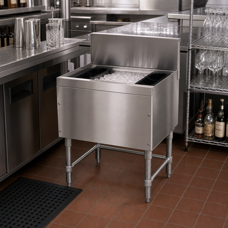 Product image #2 for Advance Tabco Prestige 18-Inch Wide Stainless Steel Bar Ice Chest, 51-Lb Capacity, Without Cold Plate