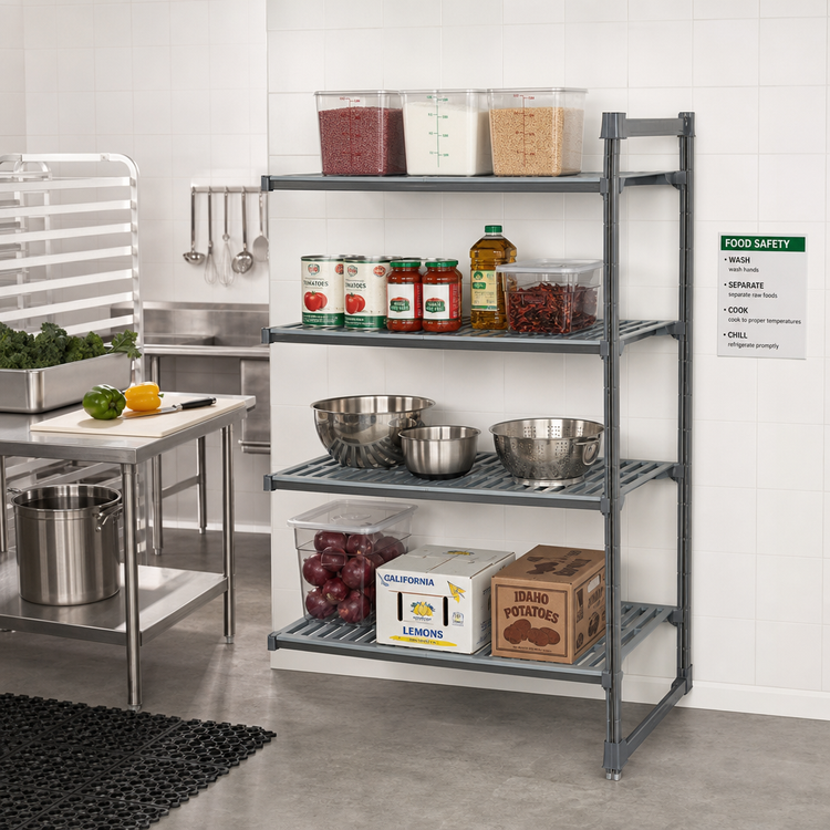 Product image #2 for Cambro Camshelving Basics Plus 4-Tier Add-On Polymer Shelving Unit, 21 x 30 x 72 Inches, Brushed Graphite