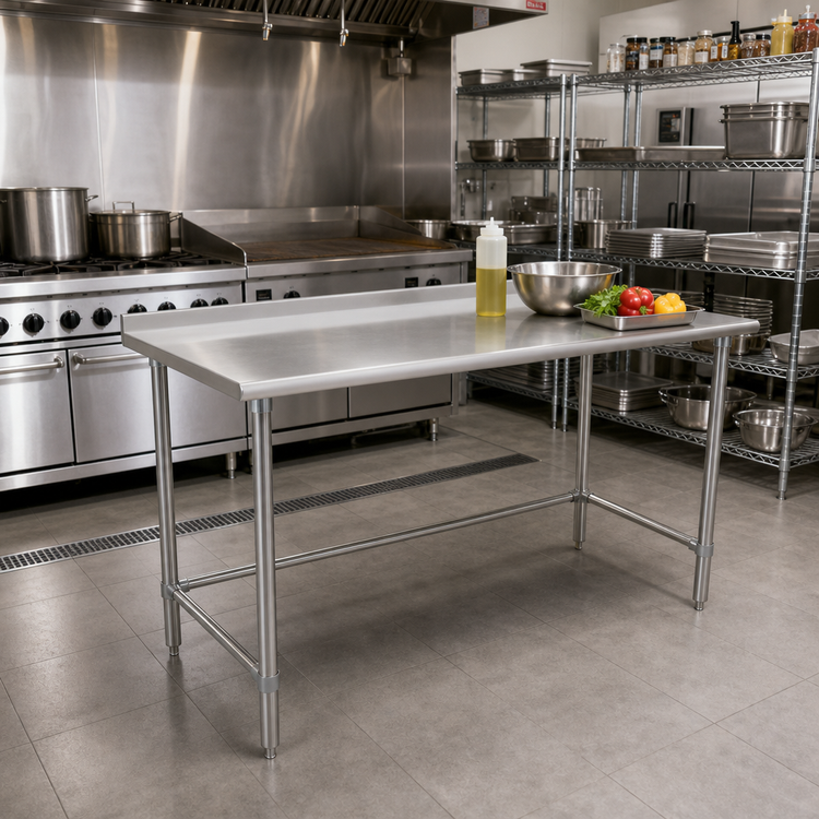 Product image #2 for Eagle BlendPort Deluxe Series 48 Inch x 24 Inch 16-Gauge 300-Series Stainless Steel Work Table with Open Base