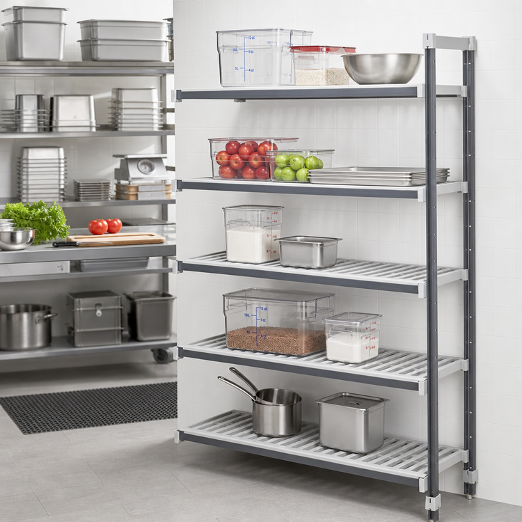 Product image #2 for Cambro Camshelving Elements XTRA 5-Tier Vented Stationary Add-On Polymer Shelving Unit, 18 x 30 x 64 Inches
