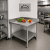Thumbnail image #2 for John Boos Stallion Economy 30 Inch x 30 Inch Stainless Steel Corner Work Table with 5 Inch Backsplash and Adjustable Undershelf