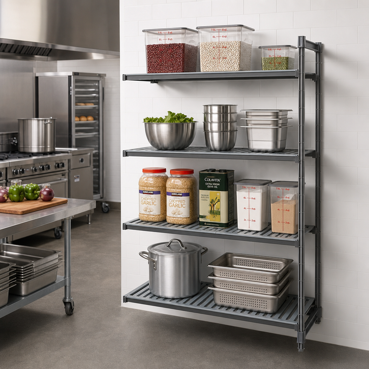 Product image #2 for Cambro Camshelving Basics Plus 60"W x 21"D x 72"H 4-Tier Add-On Shelving Unit, Brushed Graphite