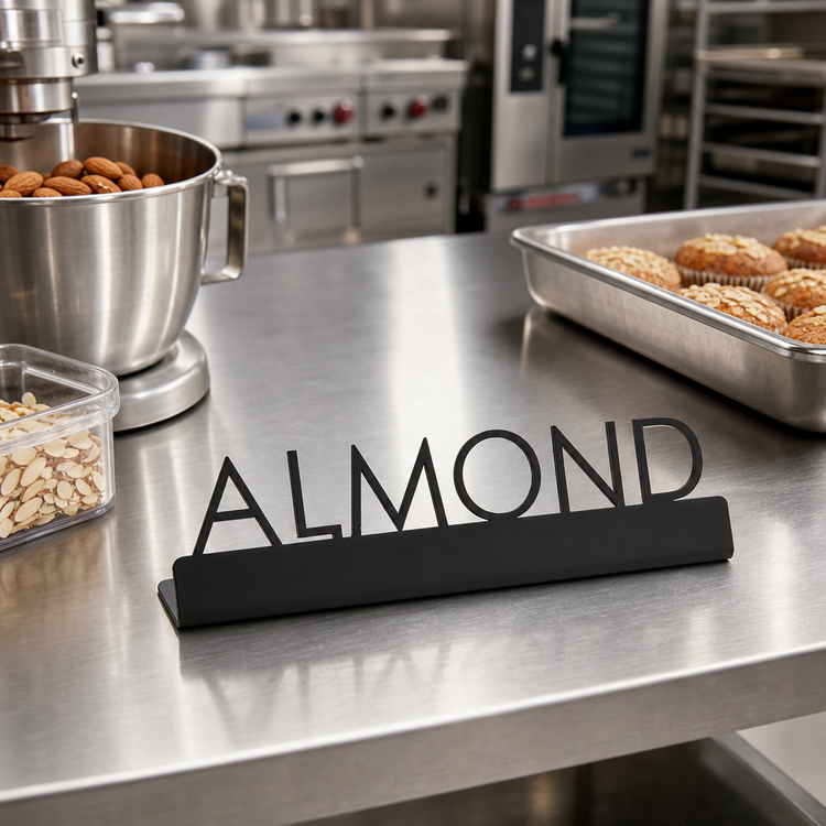 Product image #3 for American Metalcraft Black Almond Table Sign, 1-1/4 Inch High, Stainless Steel