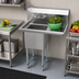 Thumbnail image #2 for KoolMore 33-Inch One-Compartment Stainless Steel Commercial Sink with Right Drainboard and Backsplash
