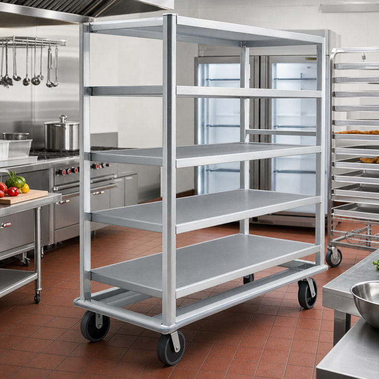 Product image #2 for FWE Queen Mary Heavy-Duty Aluminum Utility Cart, 5-Shelf, 27 x 73-Inch Shelves, 1,200 lb Capacity