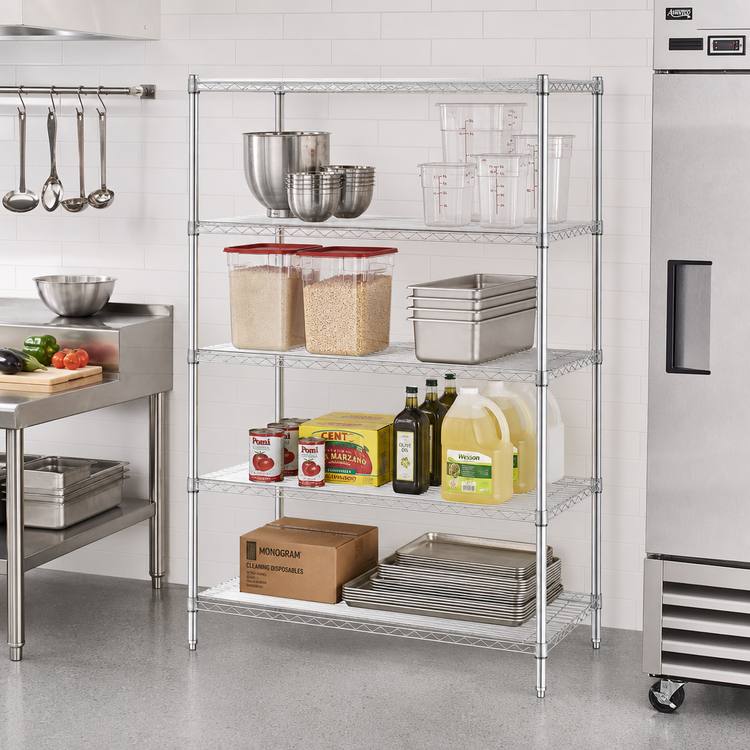 Product image #2 for Metro Super Erecta Brite 4-Shelf Stationary Wire Shelving Starter Unit, 48"W x 21"D x 63"H