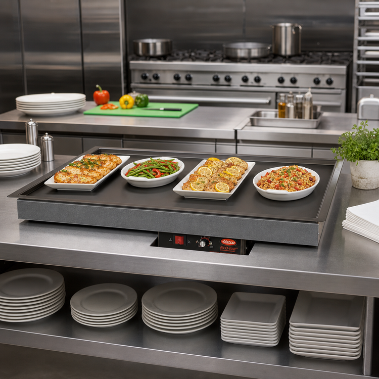 Product image #2 for Hatco Glo-Ray Built-In Rectangular Heated Shelf with Recessed Top, 55-1/2" x 21"