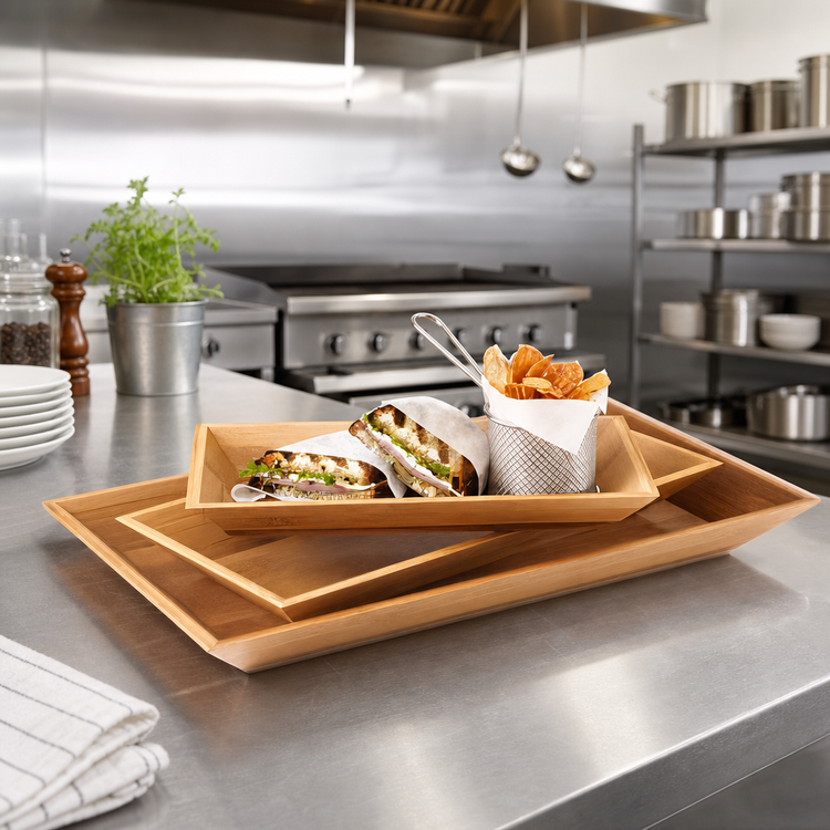 Product image #2 for American Metalcraft Rectangular Bamboo Serving Tray, 14-1/4 x 7-1/2 x 1-1/2 Inches