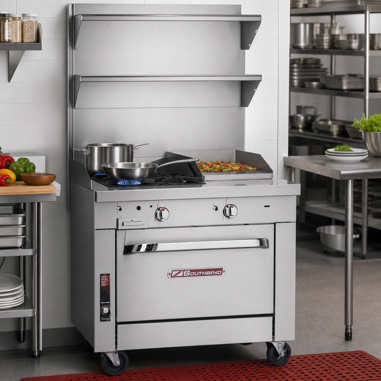 Product image #2 for Southbend Platinum Heavy Duty 36-Inch Commercial Gas Range with 2 Open Burners, 24-Inch Griddle and Convection Oven
