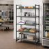 Thumbnail image #2 for Cambro Camshelving Basics Plus 5-Tier Stationary Starter Unit, 21 x 30 x 84 Inches, 4 Vented + 1 Solid Shelf Plates, Brushed Graphite