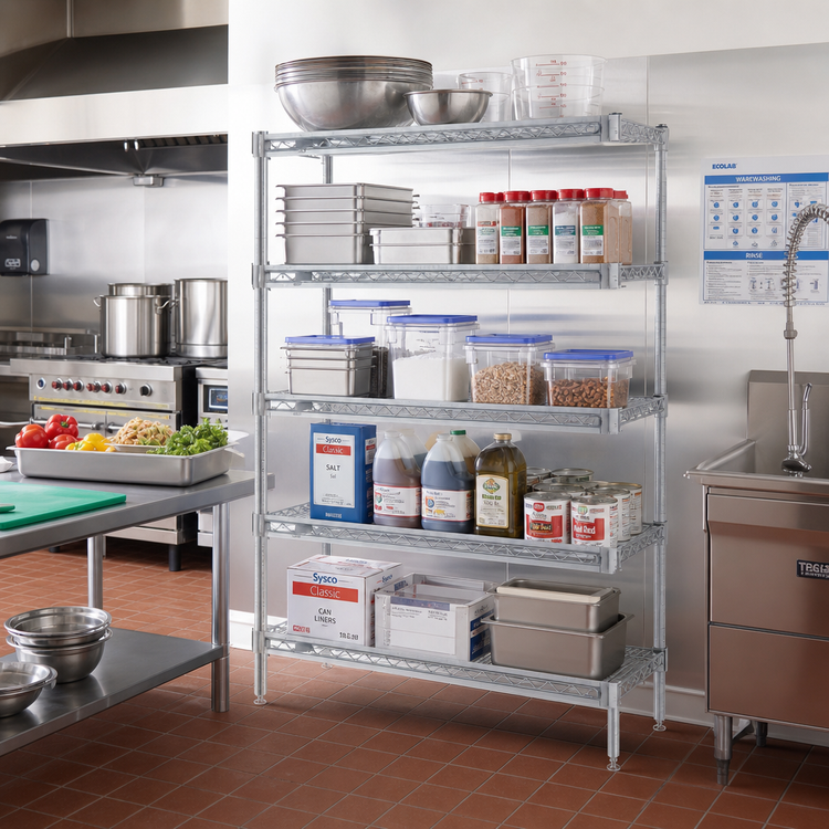 Product image #2 for EagleGard 5-Tier Add-On Wire Shelving Unit, 72W x 24D x 74H, QuadTruss Shelves, EAGLEgard Hybrid Epoxy Finish