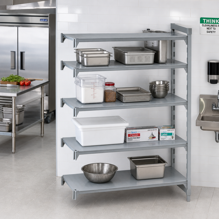 Product image #3 for Cambro Camshelving Premium Stationary 4-Shelf Solid Add-On Shelving Unit, 24 x 48 x 64 Inches
