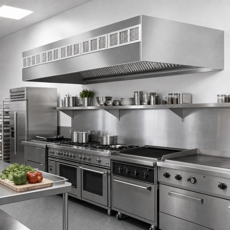 Product image #2 for Eagle SpecAir HEF96-132 Wall Type Front Discharge Make-Up Air Exhaust Hood, 132" Wide