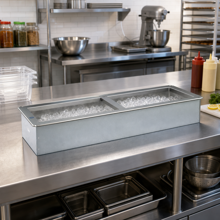 Product image #2 for Atlas Metal Slim-Line Full-Depth Iced Cold Drop-In Pan, 2-Pan Size (WICDL-2)