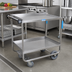 Thumbnail image #2 for BK Resources 2-Tier Stainless Steel Utility Cart with 2 Fixed and 2 Swivel Casters, 700 lb Capacity, Knocked Down